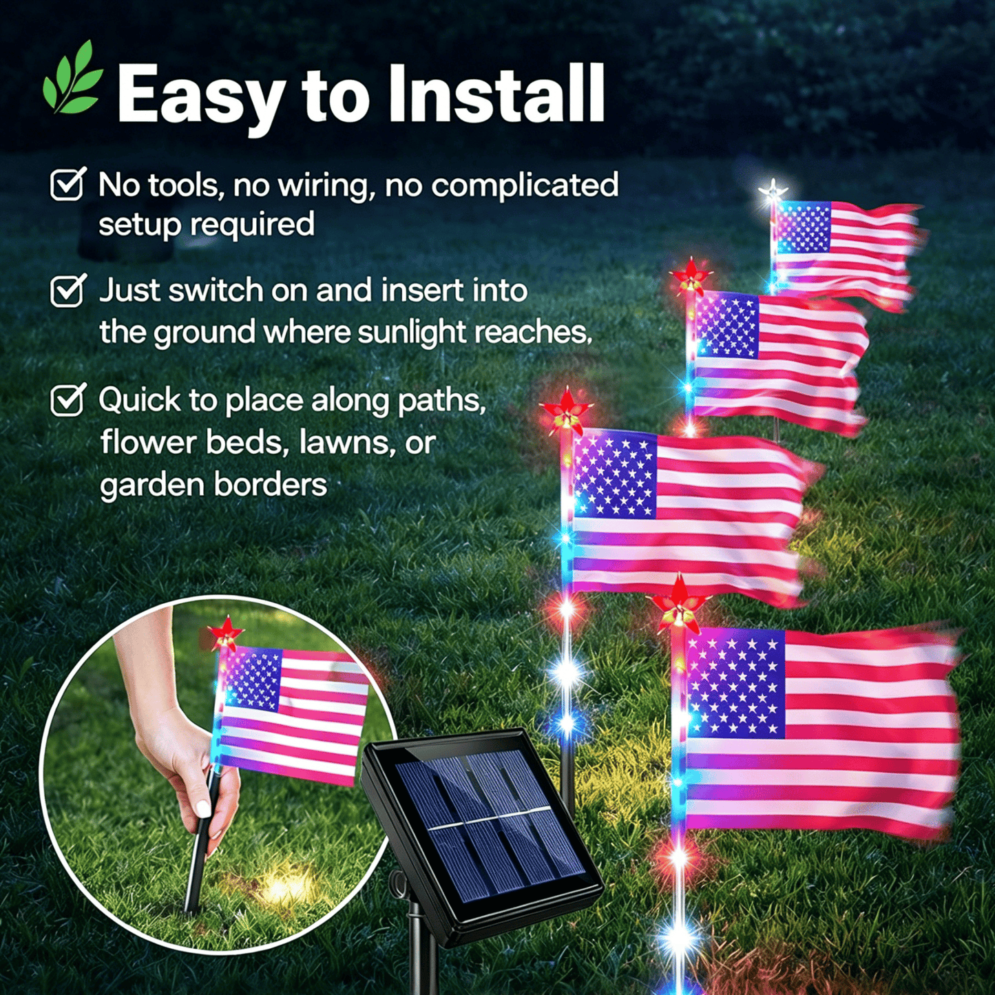 Patriotic Solar Garden Lights