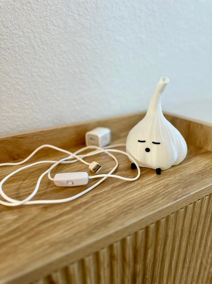 3D Printed Sleeping Garlic LED Lamp: Cute Foodie Accent Light