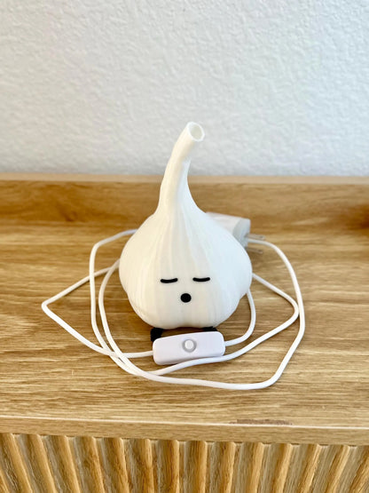 3D Printed Sleeping Garlic LED Lamp: Cute Foodie Accent Light