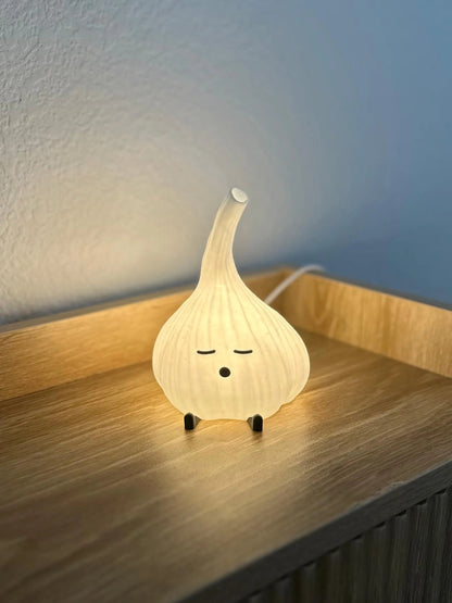 3D Printed Sleeping Garlic LED Lamp: Cute Foodie Accent Light