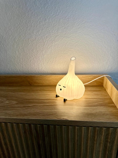 3D Printed Sleeping Garlic LED Lamp: Cute Foodie Accent Light