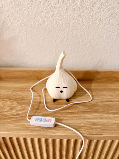 3D Printed Sleeping Garlic LED Lamp: Cute Foodie Accent Light