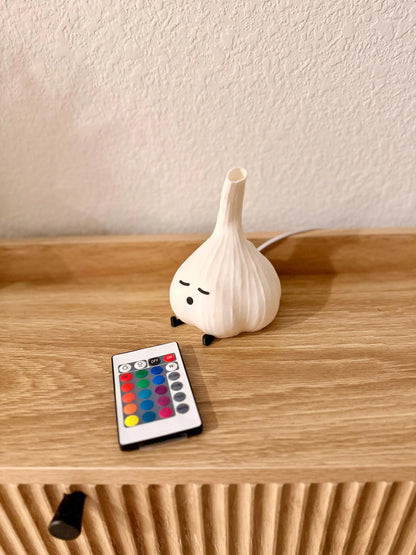 3D Printed Sleeping Garlic LED Lamp: Cute Foodie Accent Light
